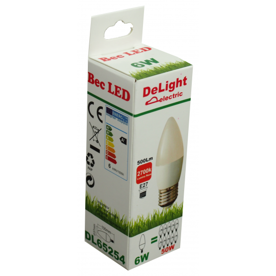 BEC LED LUMÂNARE E27 6W 6400K C37 15.000H [2]