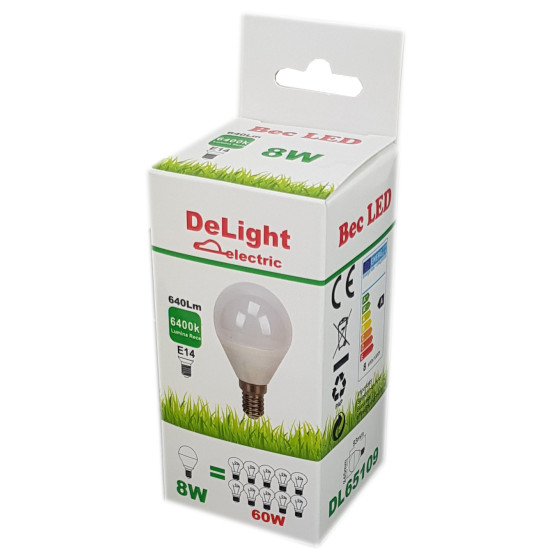 BEC LED SFERIC E14 8W 6400K G45 15000H [2]