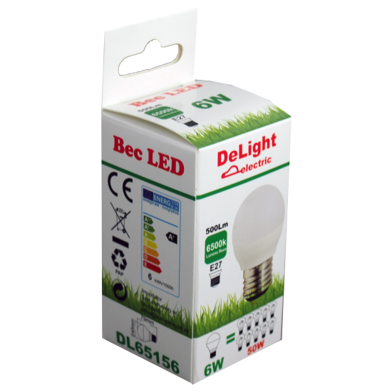 BEC LED SFERIC E27 6W 6500K G45 15.000H [2]