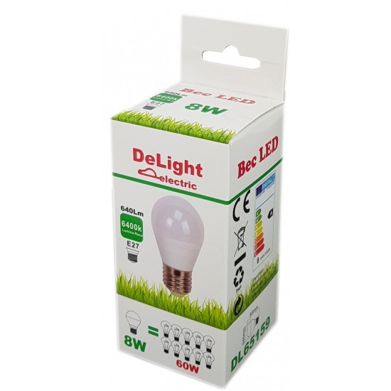 BEC LED SFERIC E27 8W 6400K G45 15000H [2]