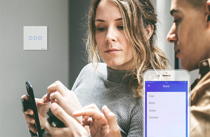 Comutator de lumină tactil WiFi Sonoff T0 EU TX (2 canale) [3]