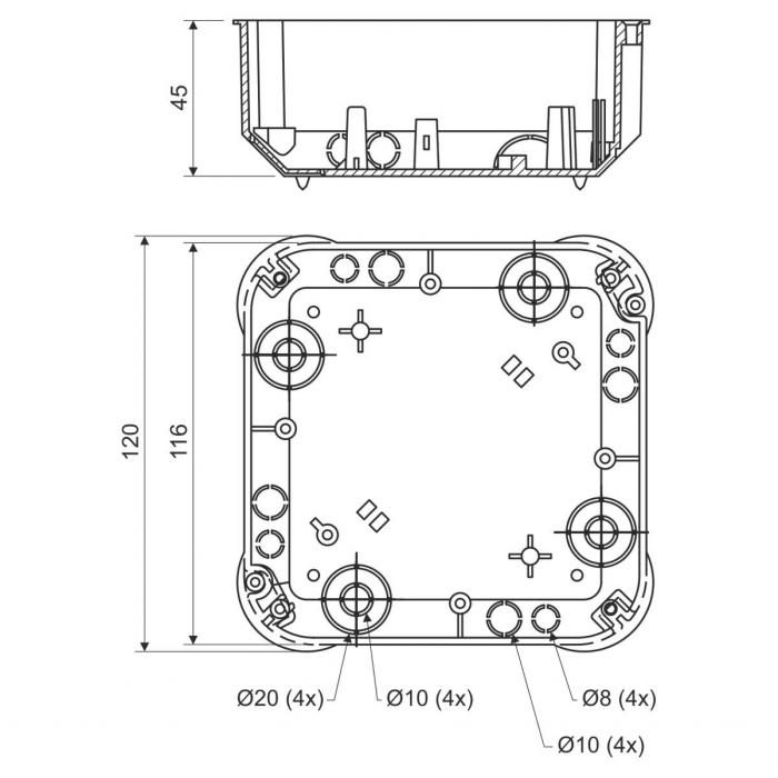 DOZA DISTRIBUTIE RIGIPS / 115X115X45 MM KO110/LNA [2]