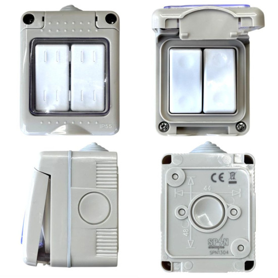 Intrerupator dublu aplicat, cu capac,  Antigron, IP55 [2]