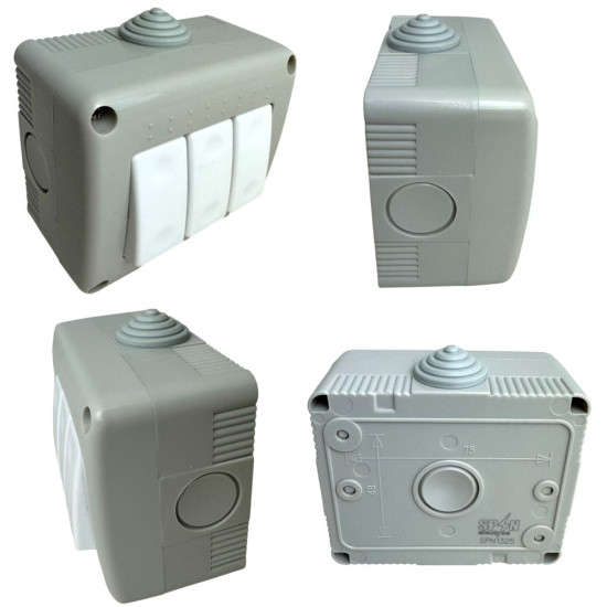 Intrerupator triplu aplicat, fara capac,  Antigron, IP20 [2]