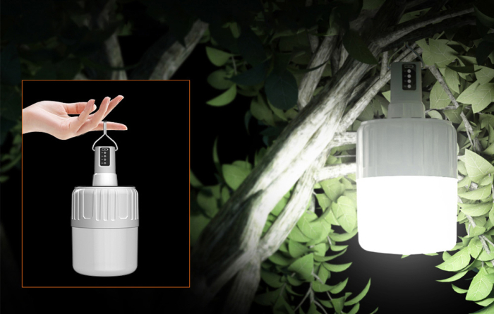 Lampa LED cu panou solar T26-S, Pentru Camping, 500 lm, incarcare USB, 3 moduri [2]