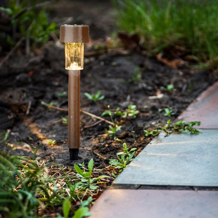 Lampă solară de grădină 1x LED 360mm oțel inoxidabil maro [2]