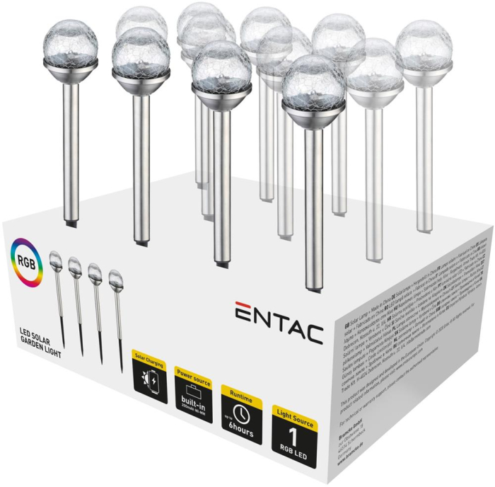 Lampă solară de grădină 1x LED RGB 400mm oțel inoxidabil glob sticlă [2]