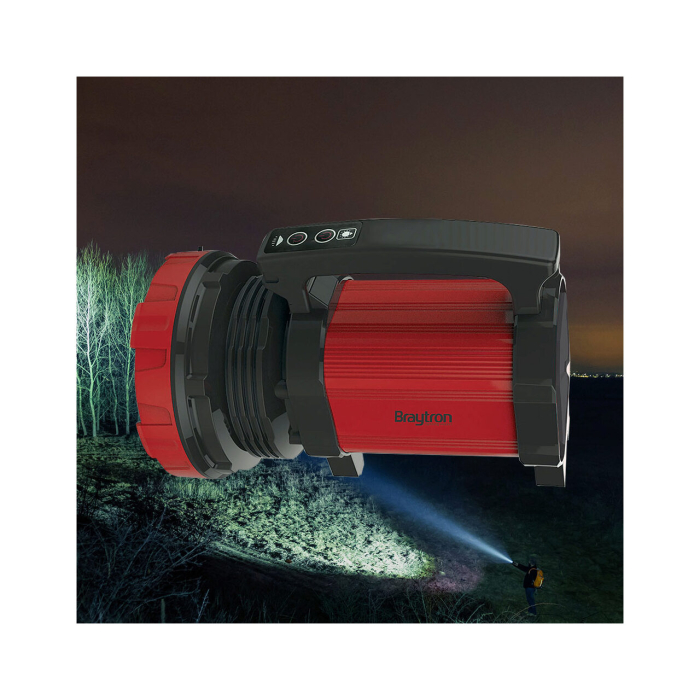 Lanterna LED cu acumulator, autonomie 4-8 ore, 15W, lumina rece, 6500K, rosu cu negru, Braytron [2]