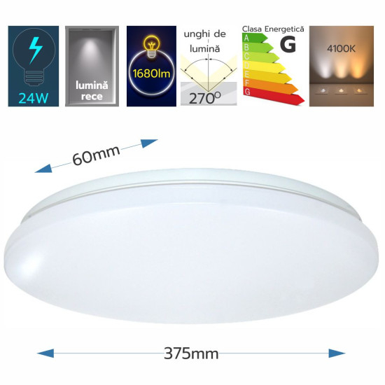 PLAFONIERA LED SLIM MILKY 24W/6500k Ø375x60 [2]
