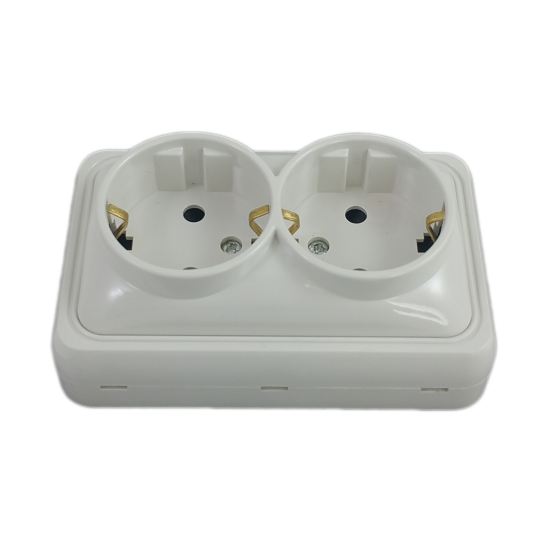 Priza dubla mini cu impamantare montaj aparent pe tencuiala [3]