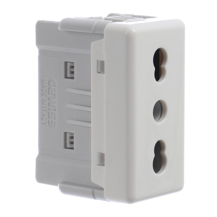 Priza modulara din gama Gewiss System, standard italian, 1 modul, Priza simpla, 2P+E ,alba, IP20 [2]