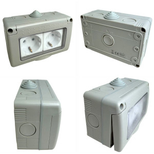 Priza modulara dublaaplicata, cu capac, Antigron, 16A, IP55 [2]