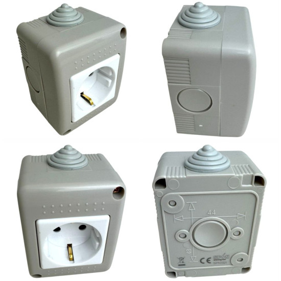 Priza modulara simpla,aplicata, fara capac, Antigron, 16A, IP20 [3]