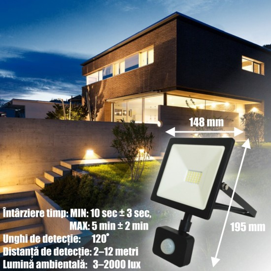 Proiector Led SMD Galaxy cu Senzor de Miscare, 30W=150W, 6000K, lumina rece [3]