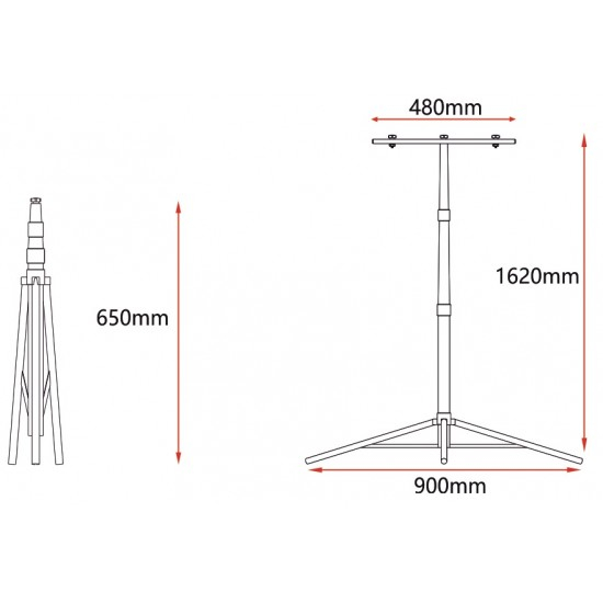 Trepied pentru 2 proiectoare, telescopic, 1620 mm 900X660 [2]