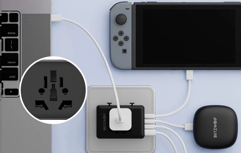 Adaptor de călătorie 2xUSB + C + PD 20W BW-TA1 4-in-1 [3]