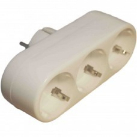 Aparataj si accesorii instalatii electrice - Adaptor la priza cu contacte de impamantare 16A liniar - 3 prize