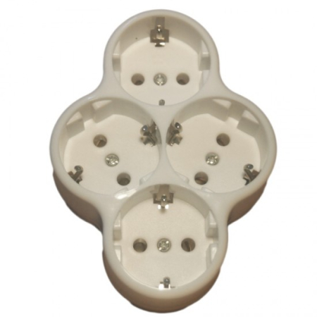 Aparataj si accesorii instalatii electrice - Adaptor la priza cu contacte de impamantare 16A stea- 4 prize