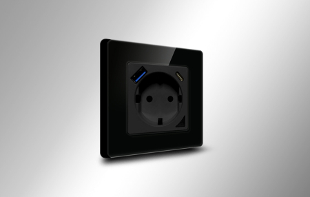 Avatto N-WOT10-USB-B USB și USB-C TUYA smart WiFi priză de perete (negru) [1]
