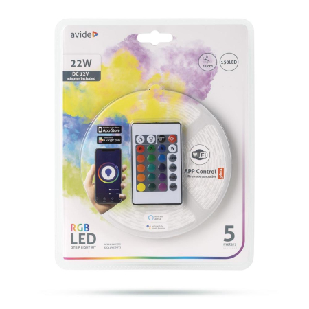 Benzi led - Bandă LED 12V 7.2W SMD5050 30LED RGB IP65 5m Wifi TUYA + telecom. IR