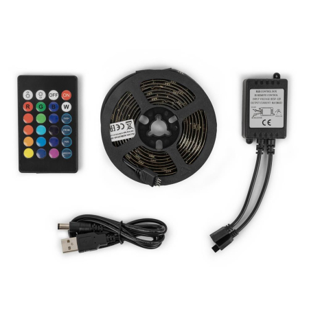 Bandă LED 5V SMD5050 30LED RGB IP65 2m + telecomandă IR 24-taste [1]