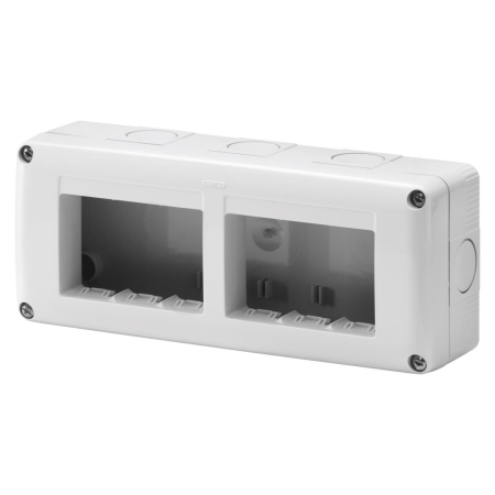 Accesorii instalatii electrice - Cadru aparent Gewiss System, 6 module, IP40, gri, pentru priza / intrerupator