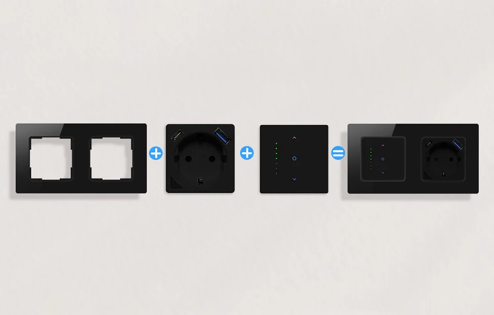 Cadru pentru întrerupător Avatto 2 Socket TS20 (negru) [2]