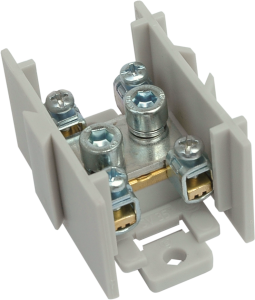 Accesorii - Clema ramificație 1 pol, 1 intrare (10-35 mm²), 4 ieșiri (2,5-6 mm²), fixare pe șină sau suprafață plană, IP20.