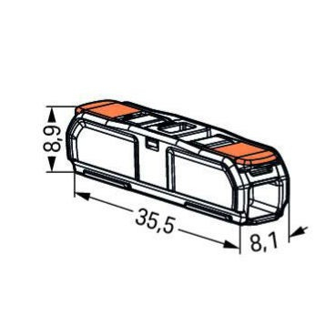 Clema WAGO transparenta, pentru toate tipurile de conductori din Cu, setiunea transversala nominala : 0.2-4mmp, imbinare in linie cu parghii,  2 intrari [2]