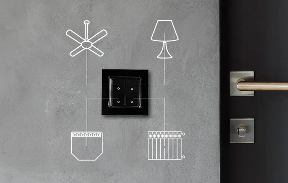 Comutator de perete Shelly 4 butoane (negru) [1]