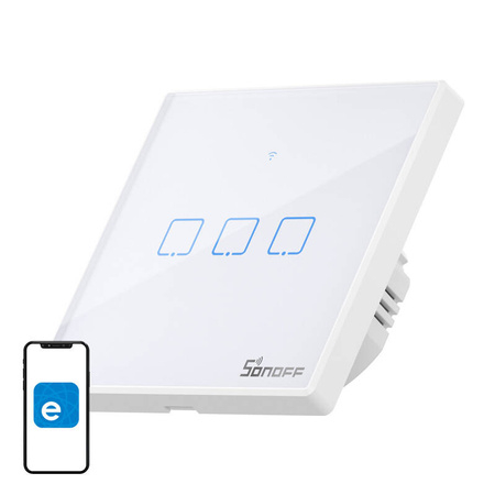 Iluminat si prize - Comutator inteligent WiFi + RF 433 Sonoff T2 EU TX (3 canale) actualizat