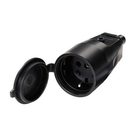 Stechere si cuple - Cupla schuko MARTIN KAISER, din cauciuc, neagra, 2P+E, 16A