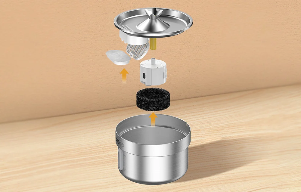 Fântână/băutor din oțel inoxidabil pentru câini și pisici 2l Rojeco [3]