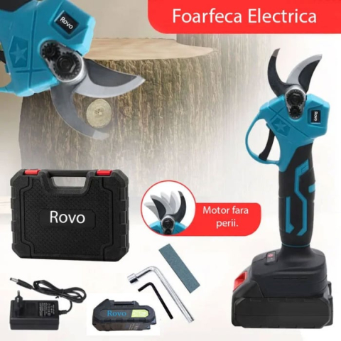 Unelte gradina - Foarfeca electrica pentru gradina  RV-FE, motor brushless, 2 acumulatori 2000mAh, 800W