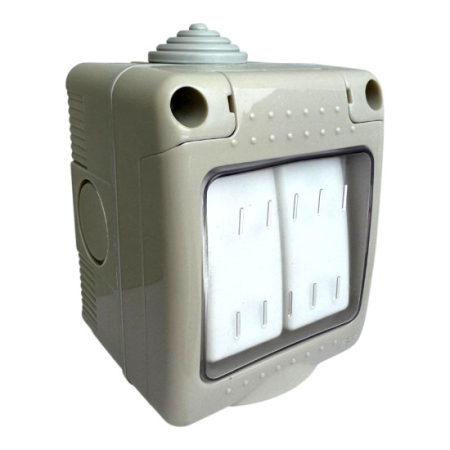 Aparataj si accesorii instalatii electrice - Intrerupator dublu aplicat, cu capac,  Antigron, IP55