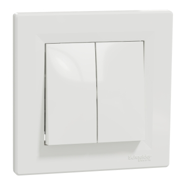 Aparataj si accesorii instalatii electrice - Intrerupator dublu ASFORA, montaj incastrat, alb