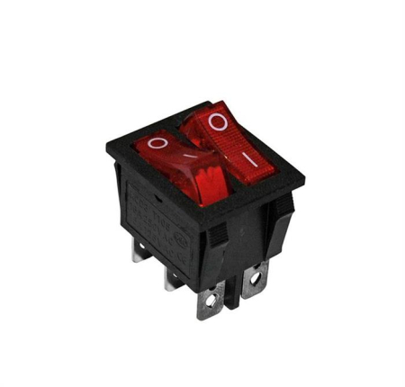 Accesorii - Intrerupator dublu, cu indicator luminos, montaj  incastrat, rosu cu negru