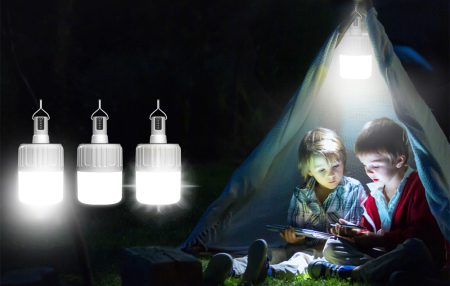 Camping - Lampa LED cu panou solar T26-S, Pentru Camping, 500 lm, incarcare USB, 3 moduri