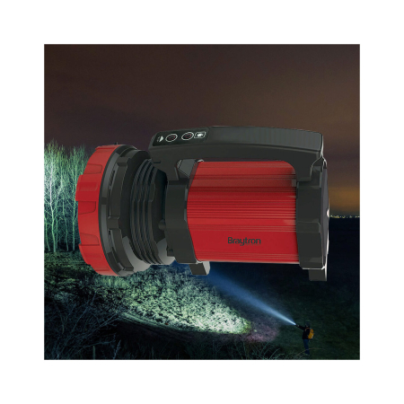 Lanterna LED cu acumulator, autonomie 4-8 ore, 15W, lumina rece, 6500K, rosu cu negru, Braytron [1]