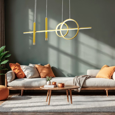 Corpuri de iluminat suspendate - Lustra led aurie cu telecomanda CAELI 82W/4000LM 2700K-6500K