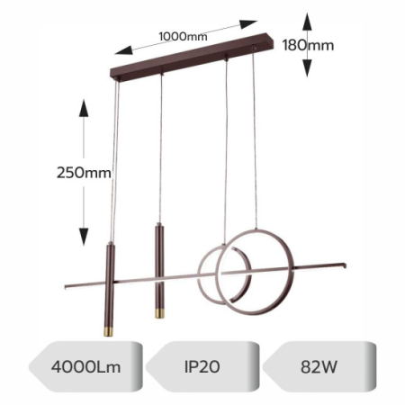 Corpuri de iluminat suspendate - Lustra led maro cu telecomanda CAELI 82W/4000LM 2700K-6500K