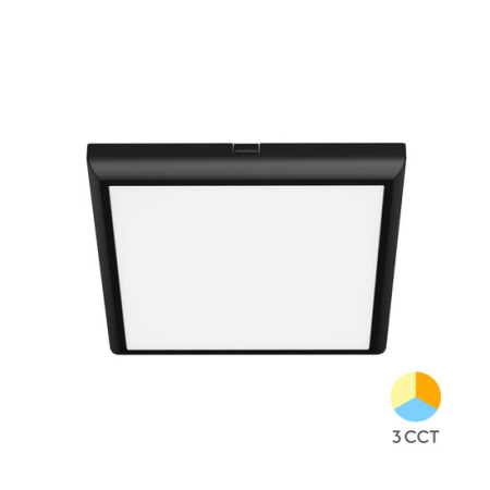Plafoniere - Plafoniera LED patrata, 20w, montaj incastrat sau aplicat,  CCT, IP40, neagra, Braytron