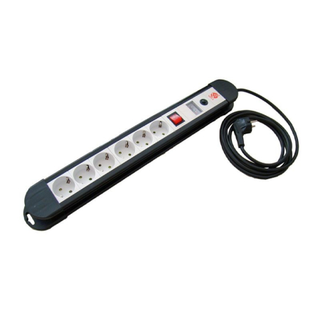 Prelungitoare - Prelungitor VIPEX, cu intrerupator, impamantare si protectie la supratensiune, 6P-3M, cablu 3x1.5mm²