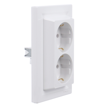 Priza dubla 2P+E Asfora, standard German, 16A, alba, montaj incastrat [1]