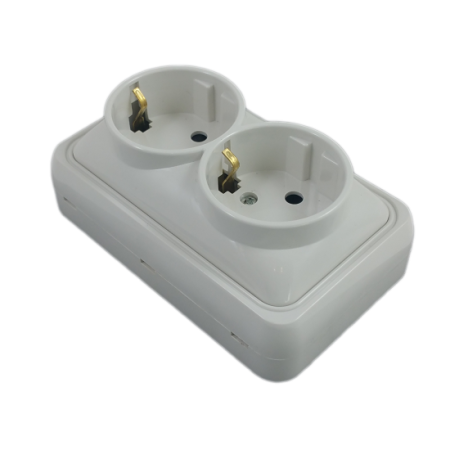 Prize - Priza dubla mini cu impamantare montaj aparent pe tencuiala