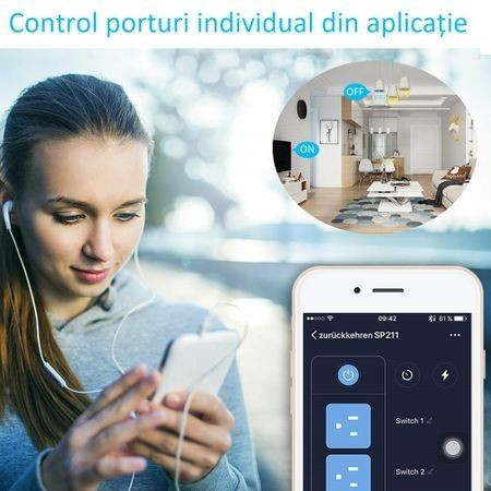 Priza inteligenta Gosund SP211, Wi-Fi, 16A, monitorizare consum, protectie copii, timer, smartLife, Tuya [2]