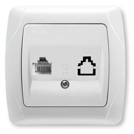 Prize - Priza simpla telefon  VIKO Carmen, RJ11, montaj incastrat, alba