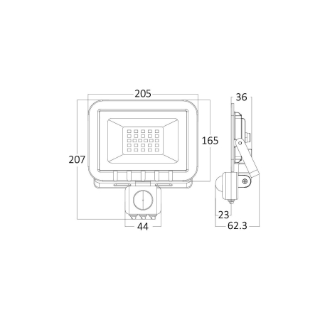 Proiector LED slim, 50W, cu senzor, 4000 lumeni, lumina calda 3000K, IP44, Braytron [2]