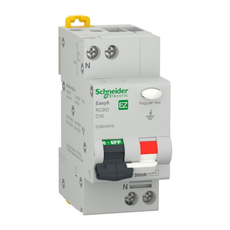 Sigurante - Siguranta automata diferentiala Easy9 RCBO, 16A/30mA, 1p+N, tip AC, curba C, capacitate de rupere 4,5kA, Schneider Electric