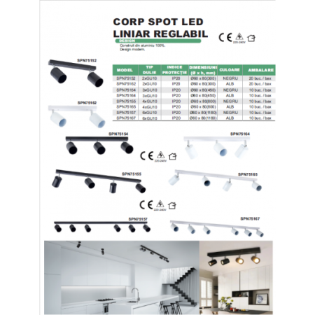 Spot Liniar Reglabil Alb 2XGU10 450mm [1]